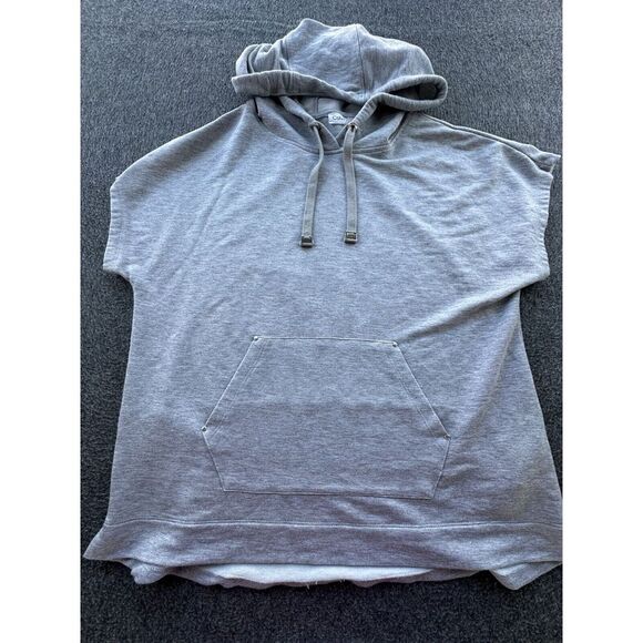 Calvin Klein Shirt Men's Medium Gray Hooded Cap‎ Sleeve Pocket Athleisure Top - Picture 1 of 14